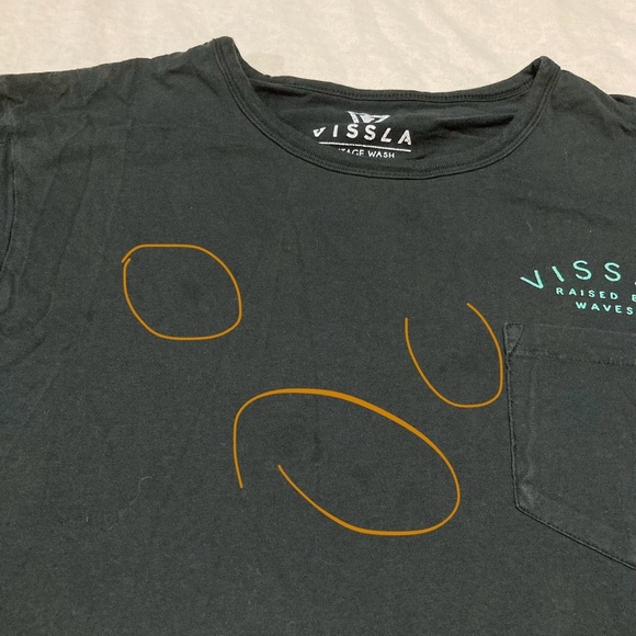 VISSLA 100% Cotton Black Short Sleeve Vintage Wash Tee | Faint Staining - Picture 9 of 9